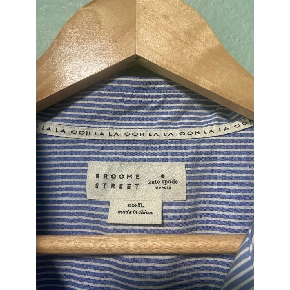 Kate Spade x Broome Street Women's Blue & White Stripe Poplin‎ Swing Dress XL